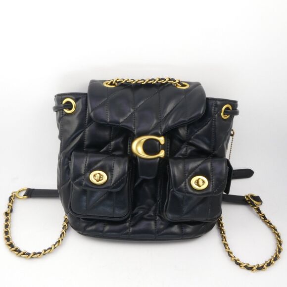 COACH Tabby Quilted Leather Backpack Black - Picture 14 of 15